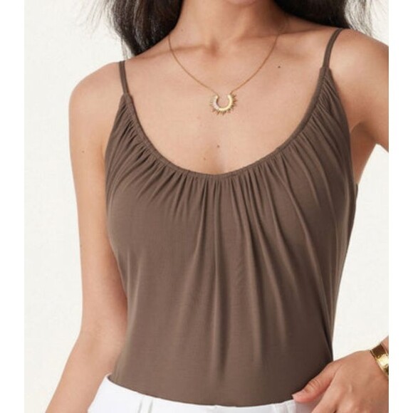 OGL Eco SkinKiss Brown  Ruched Padded Shelf Bra Brami Tank Top Size XS - Picture 1 of 8